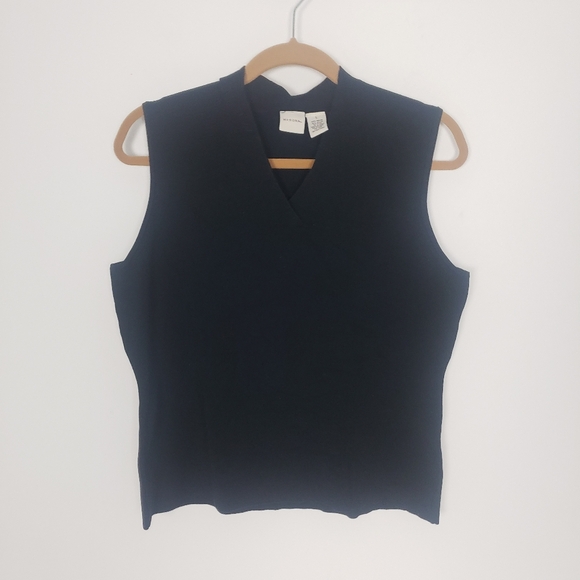 5/$12 Merona Bkack Tank Top Stretch Ribbed Shell Career Modest Office Shirt Sz L - Picture 1 of 5